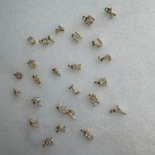 Load image into Gallery viewer, Diamond pavé initial charms set in gold