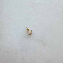 Load image into Gallery viewer, Diamond pavé initial charm set in gold, letter U