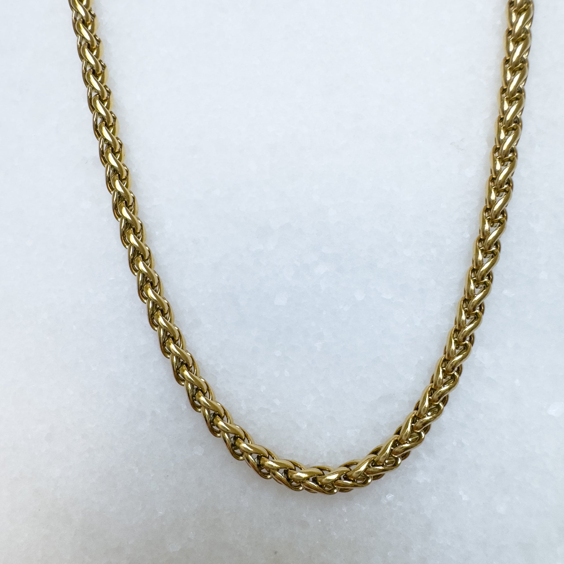 Close-up of 3mm 18K gold-plated Fanco chain