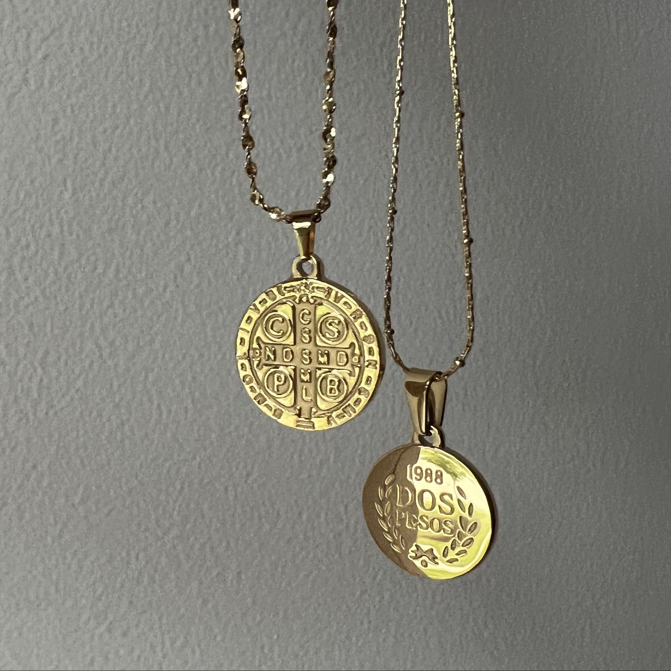 2 gold coin necklaces