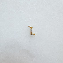 Load image into Gallery viewer, Diamond pavé initial charm set in gold, letter L
