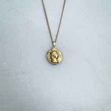 Load image into Gallery viewer, Gold chain with Native American coin pendant
