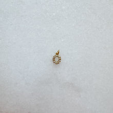 Load image into Gallery viewer, Diamond pavé initial charm set in gold, letter O
