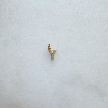 Load image into Gallery viewer, Diamond pavé initial charm set in gold, letter Y

