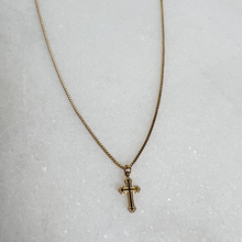 Load image into Gallery viewer, Small Cross Pendant with Box Chain on marble background
