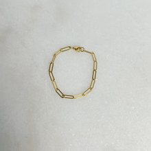Load image into Gallery viewer, Gold Paperclip Bracelet on marble background
