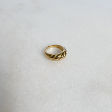 Load image into Gallery viewer, Gold Twist Ring on marble background
